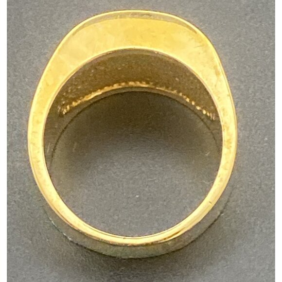 Art Deco Ring Yellow Gold Plated Multicolor Baguette Rhinestone CZ Band Sz 8.5 - Picture 5 of 9